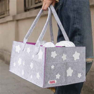 Organizer Caddy untuk Bayi Laki-laki Perempuan, Tempat Penyimpanan Kamar Anak dengan Pegangan & Pemisah, Caddy Organizer Popok Portabel untuk Meja Ganti dan Mobil, Keranjang Kado Bayi untuk Perlengkapan Bayi Baru Lahir